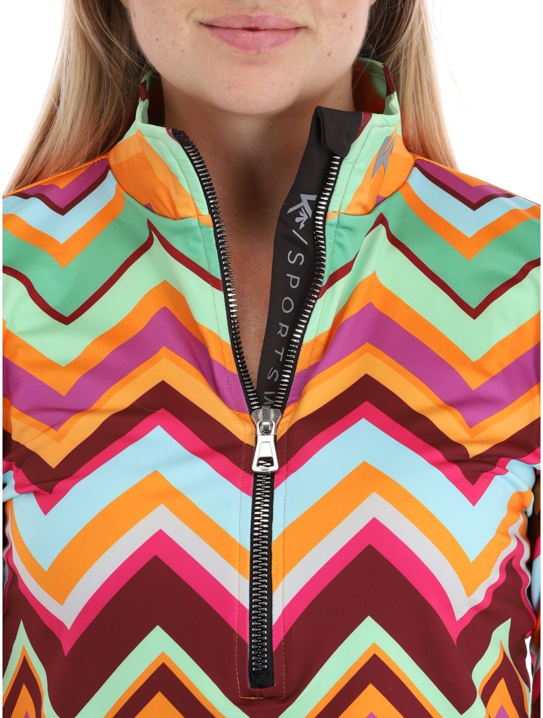 Kou Sportswear, Chevron maglione donna Colourful arancio, multicolorato, verde 