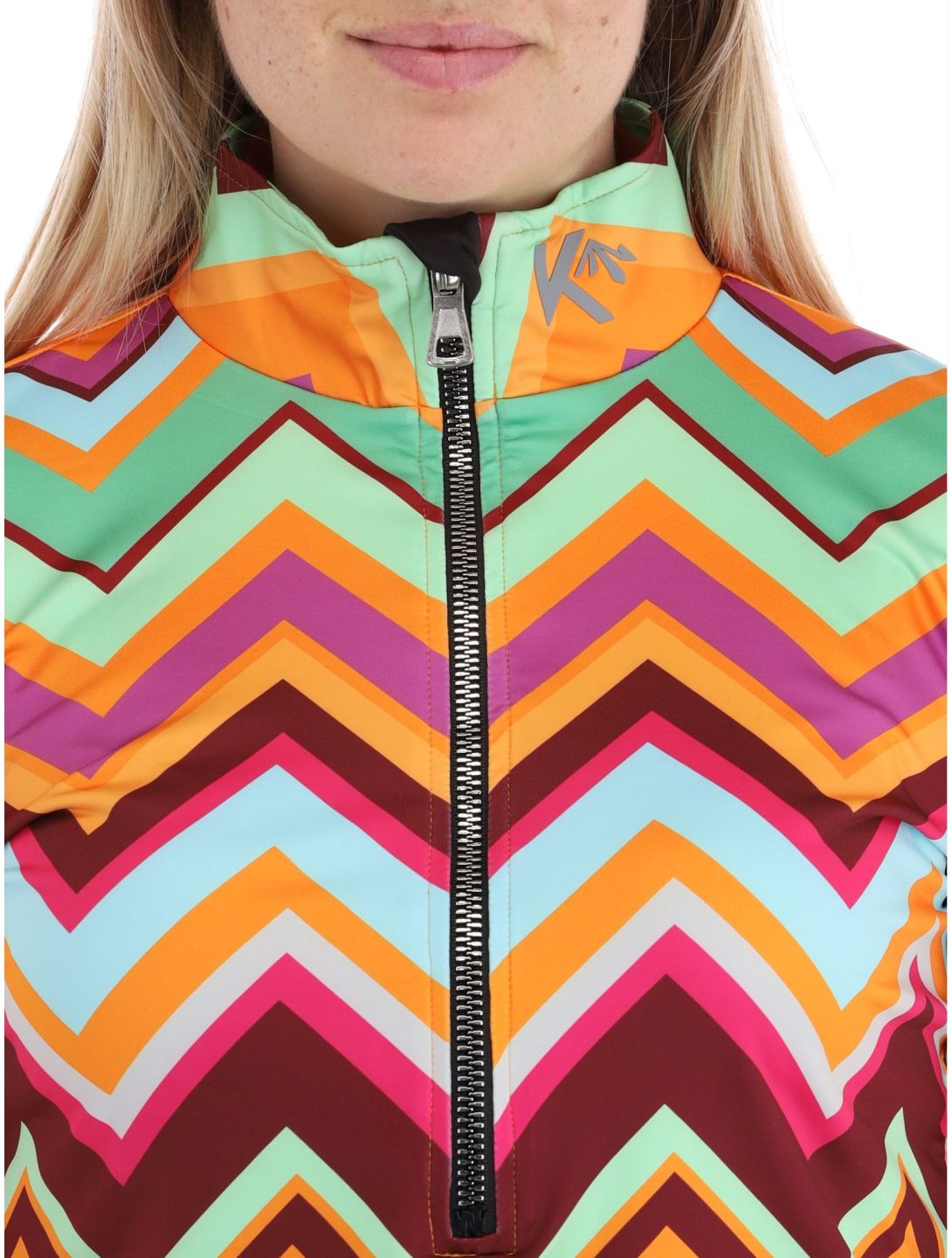 Kou Sportswear, Chevron maglione donna Colourful arancio, multicolorato, verde 