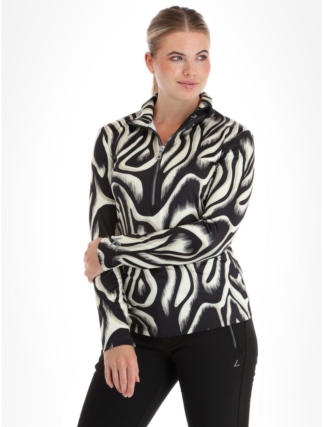 Kou Sportswear, Wild Print maglione donna Black-Beige beige, nero 