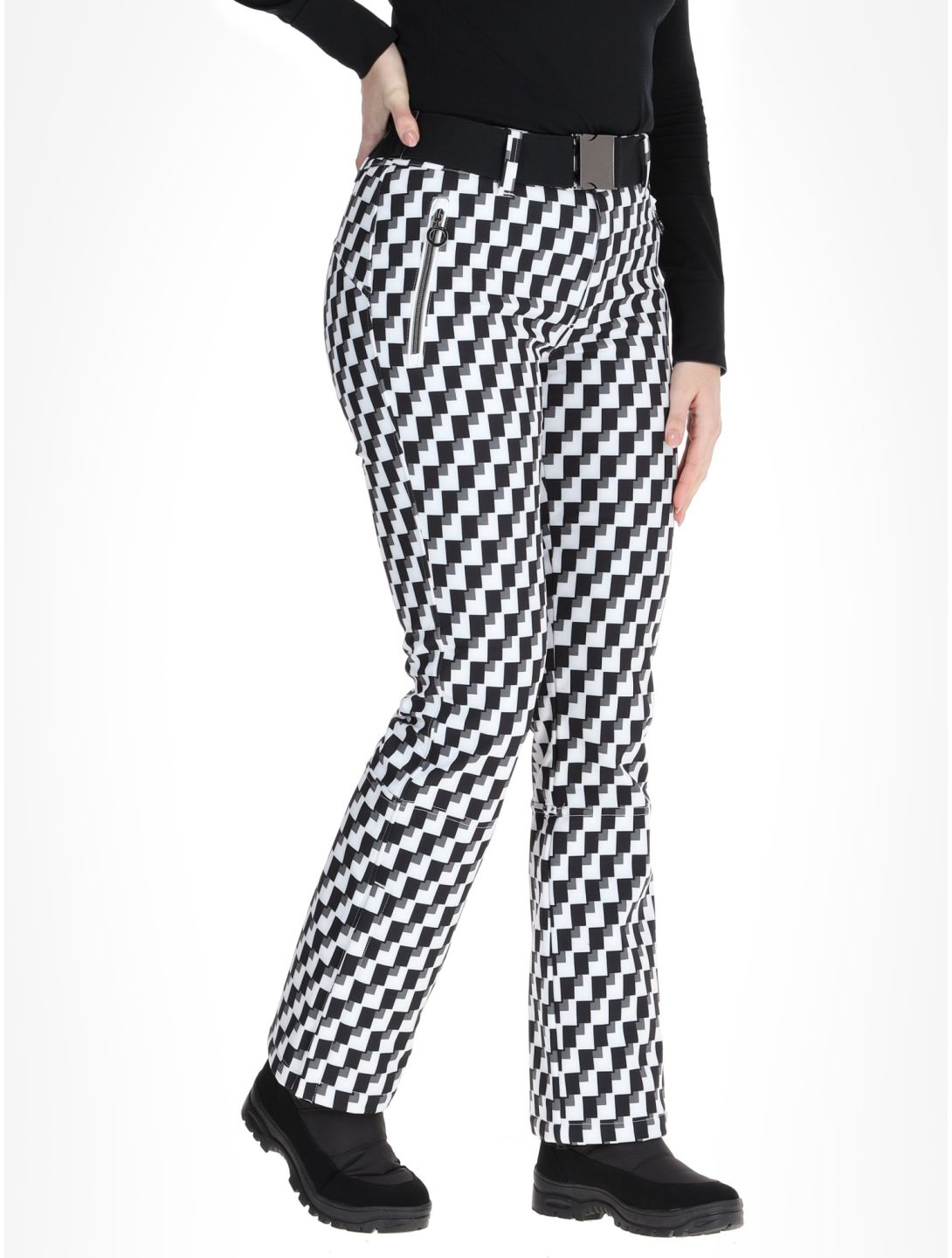 Luhta, Joentaus pantaloni da sci softshell donna Black / White bianco, nero 