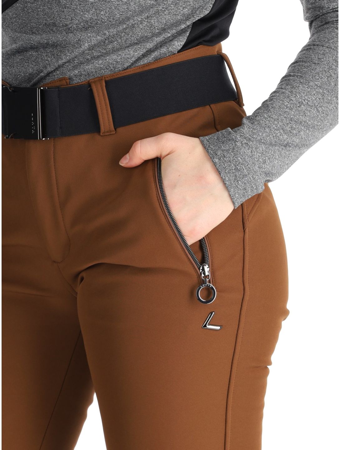 Luhta, Joentaus C pantaloni da sci softshell donna Chocolat marrone 