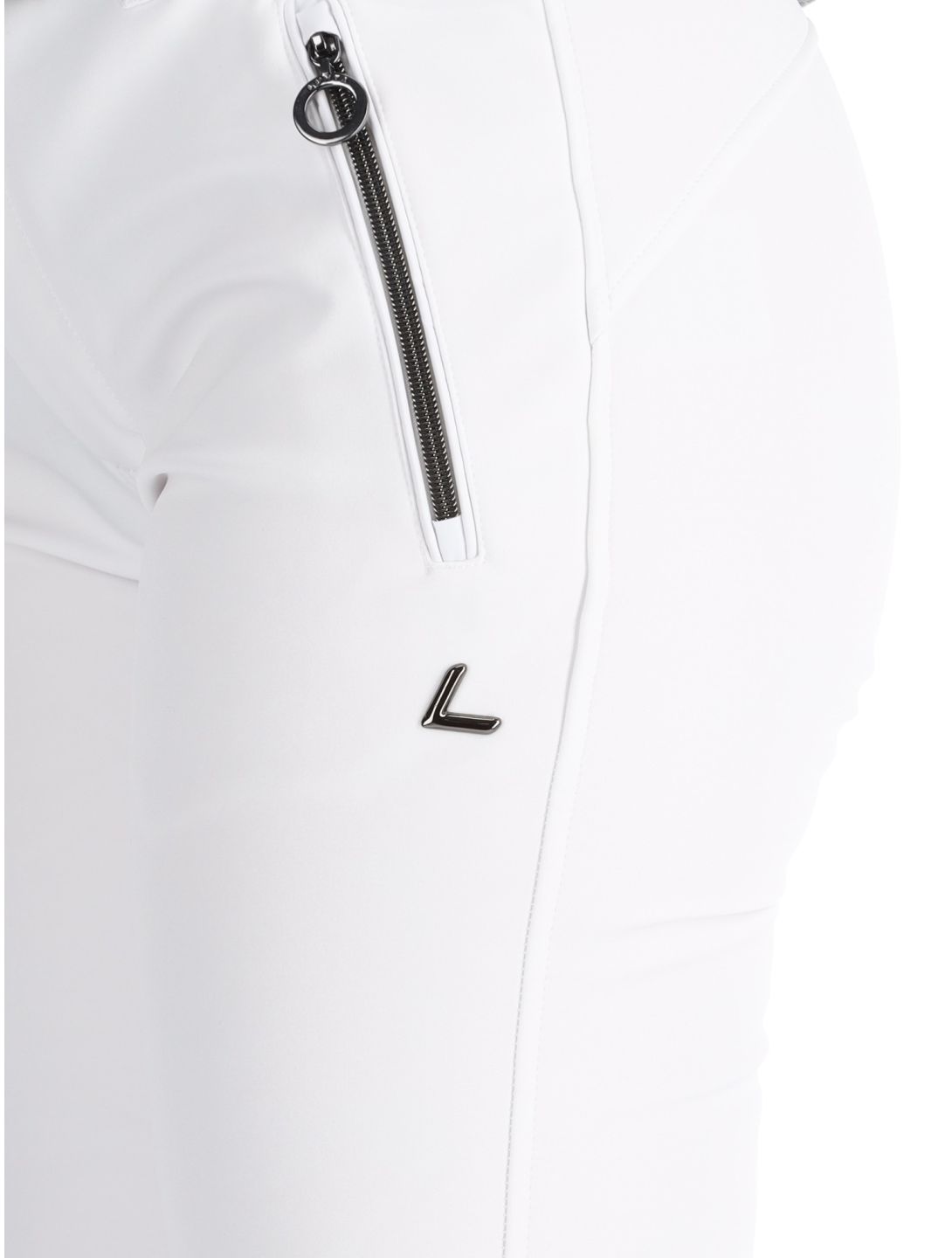 Luhta, Joentaus C pantaloni da sci softshell conformato corto donna Optic White bianco 