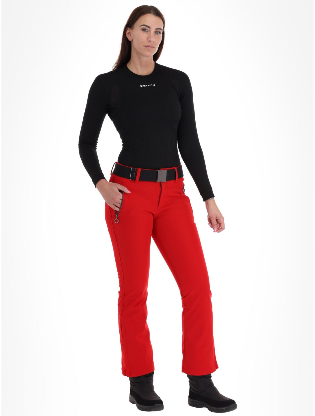 Luhta, Joentaus C pantaloni da sci softshell conformato corto donna Cranberry rosso 