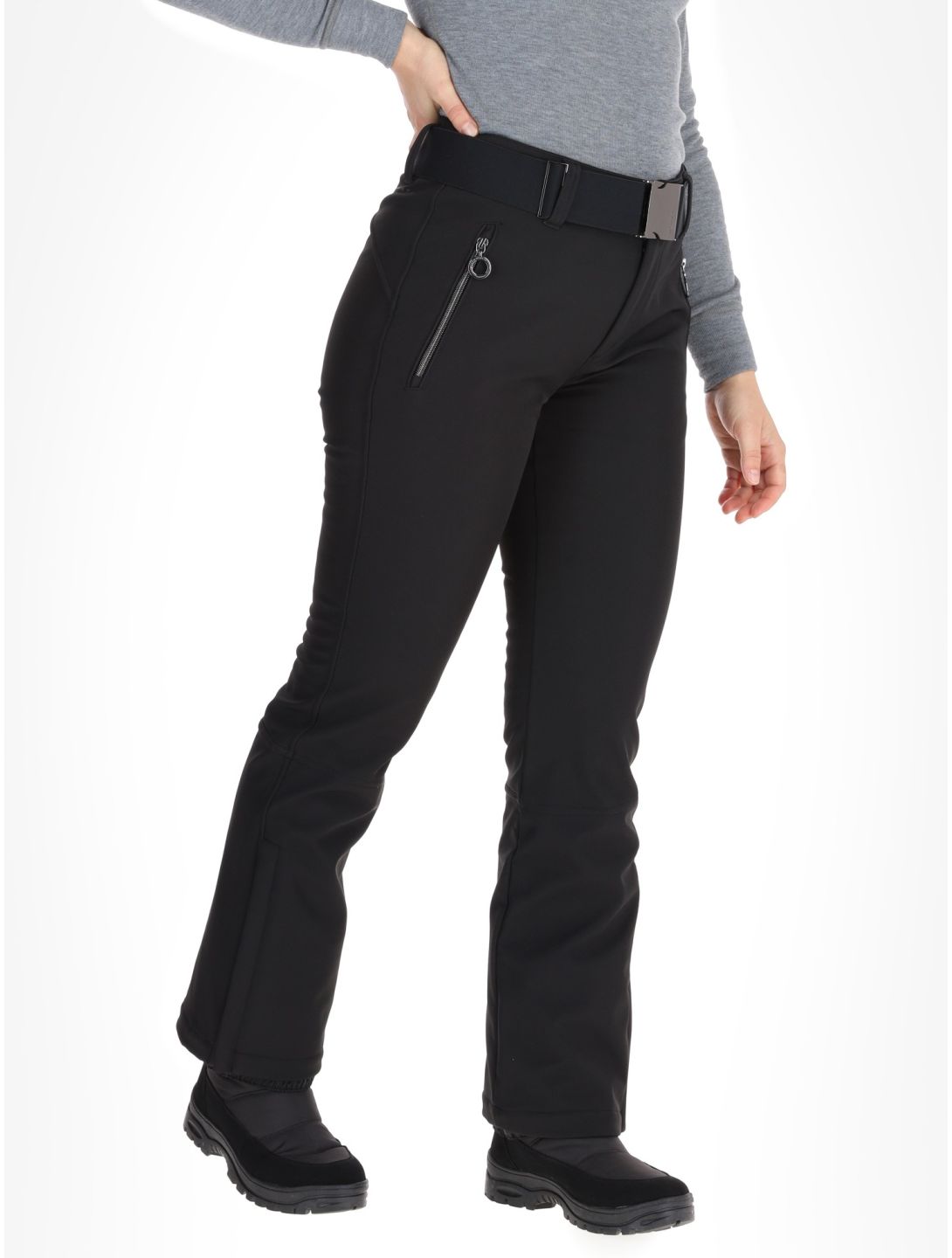 Luhta, Joentaus C pantaloni da sci softshell conformato corto donna Black nero 