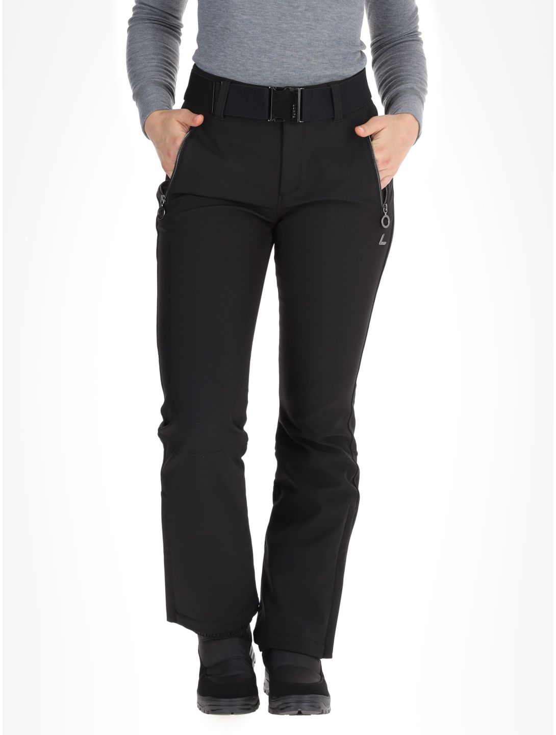 Luhta, Joentaus C pantaloni da sci softshell conformato corto donna Black nero 