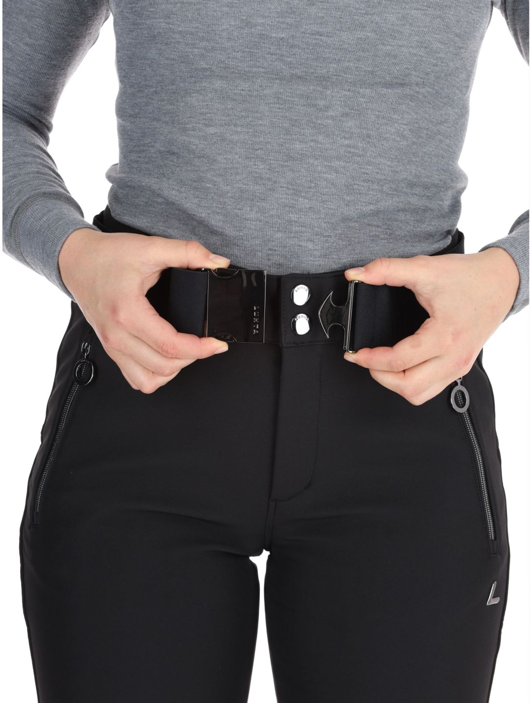 Luhta, Joentaus C pantaloni da sci softshell conformato corto donna Black nero 