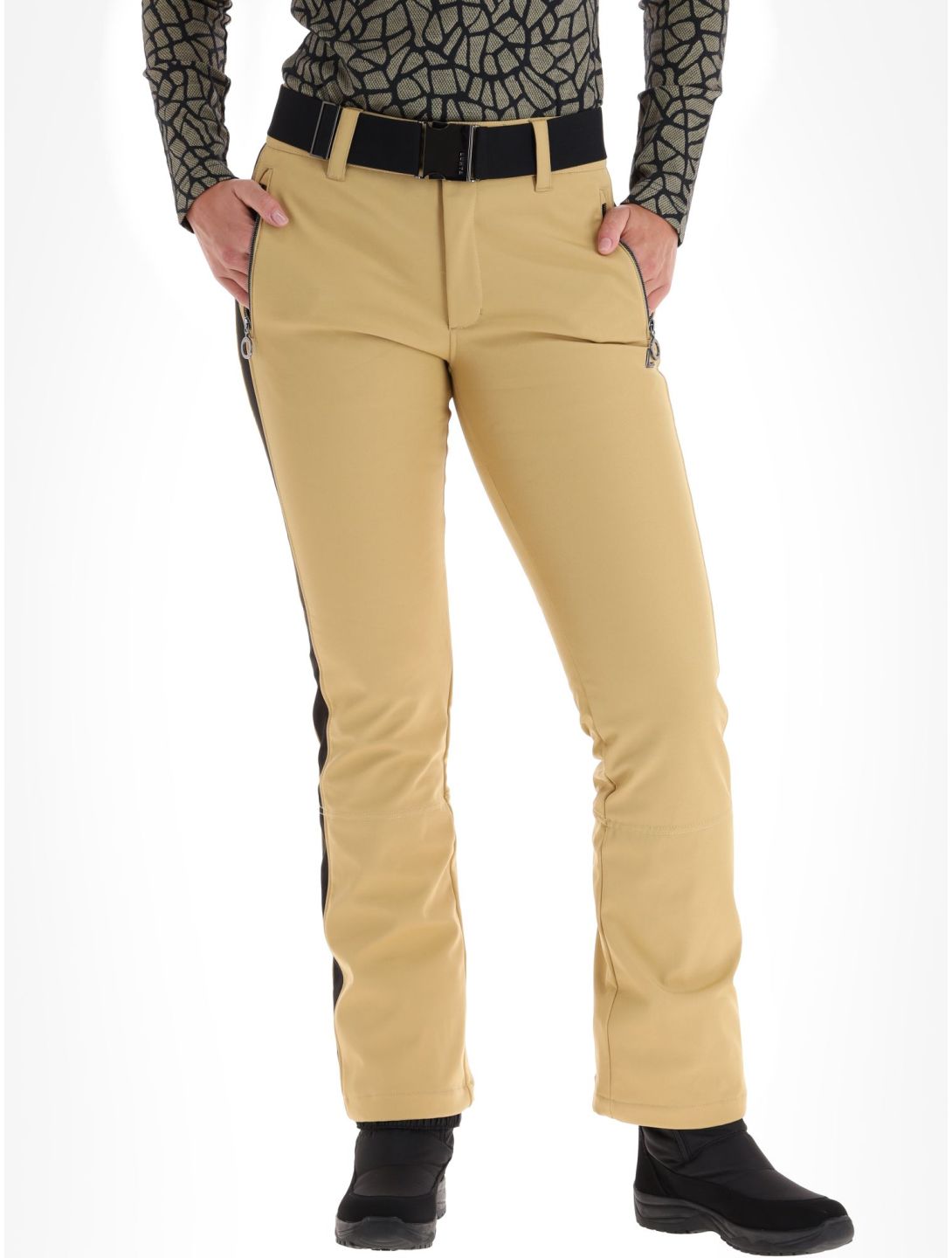 Luhta, Reututunturi pantaloni da sci softshell donna Cafe Au Lait beige, nero 