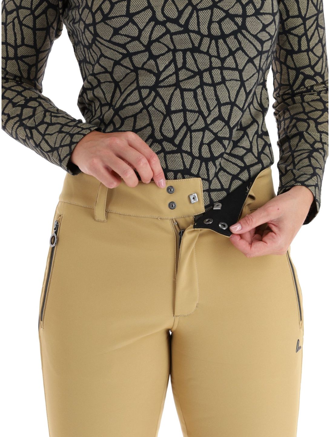 Luhta, Reututunturi pantaloni da sci softshell donna Cafe Au Lait beige, nero 