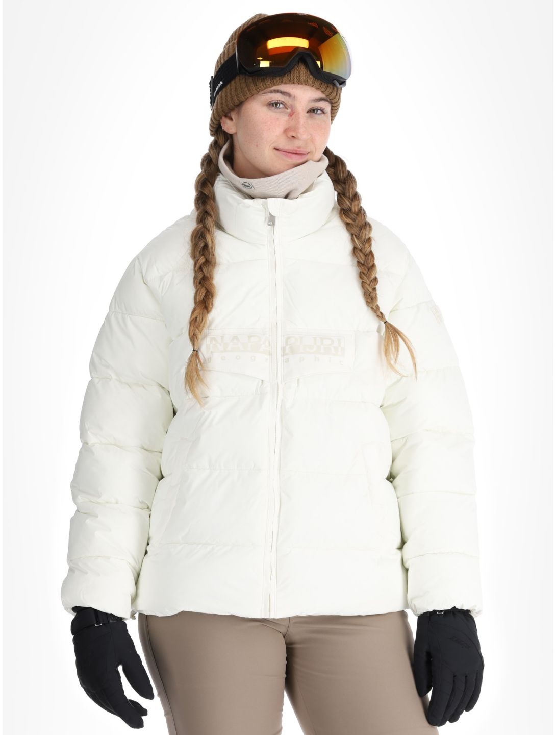 Napapijri, Puffer open W giacca sci donna White Heron bianco 