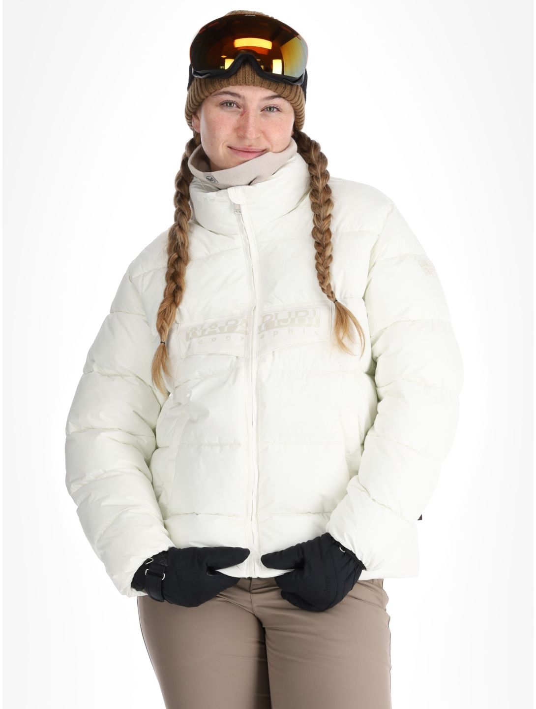 Napapijri, Puffer open W giacca sci donna White Heron bianco 