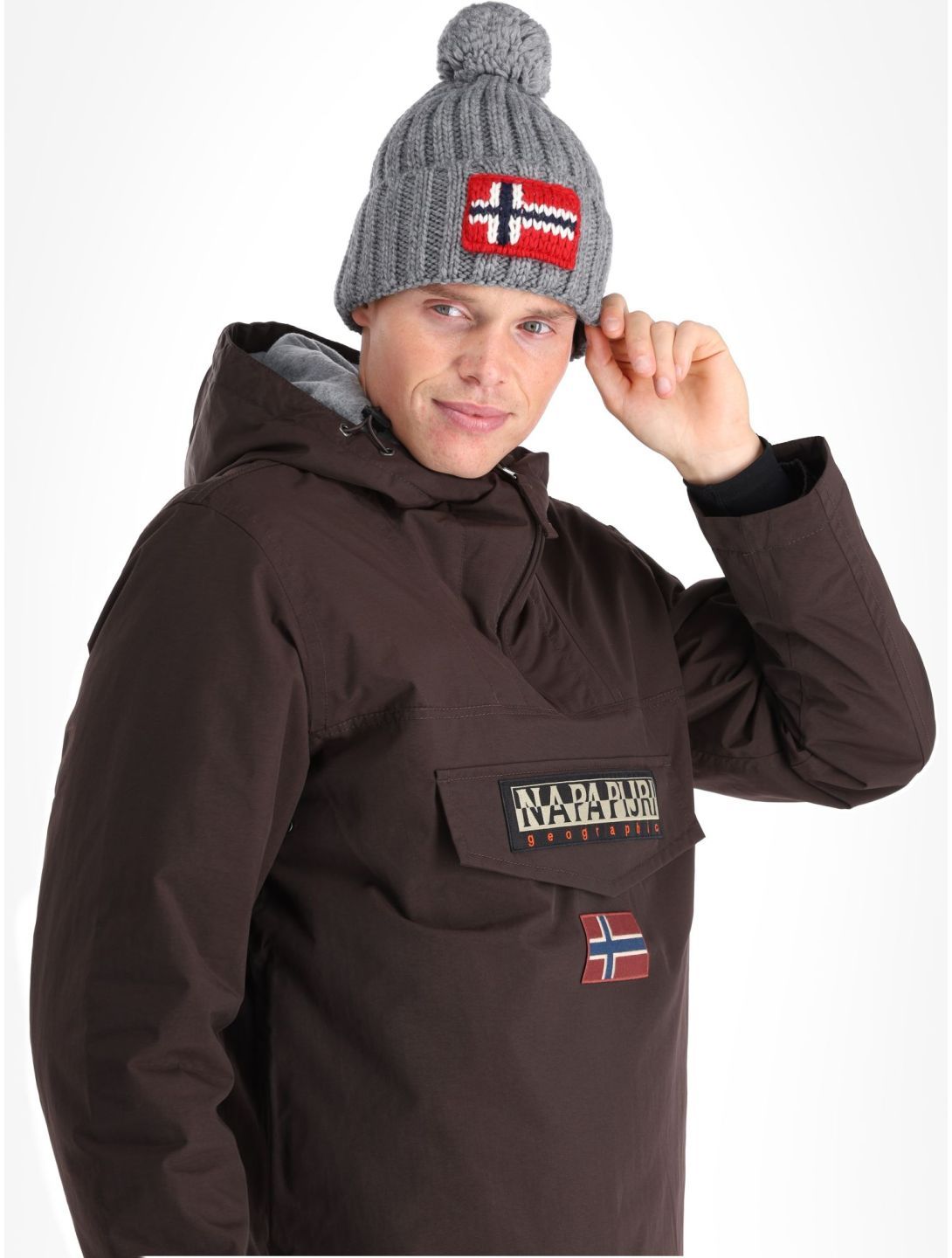 Napapijri, Rainforest Winter 3 anorak uomo Brown Ebony grigio 