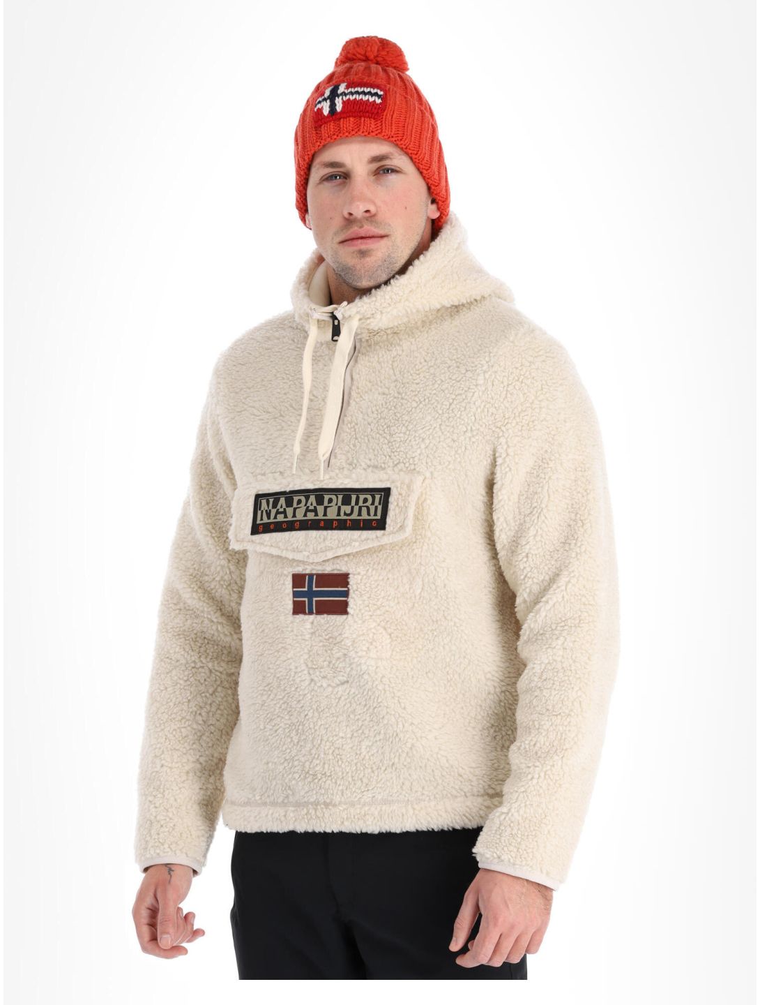 Napapijri Mezza zip in pile con cappuccio T-Burgee : : Moda