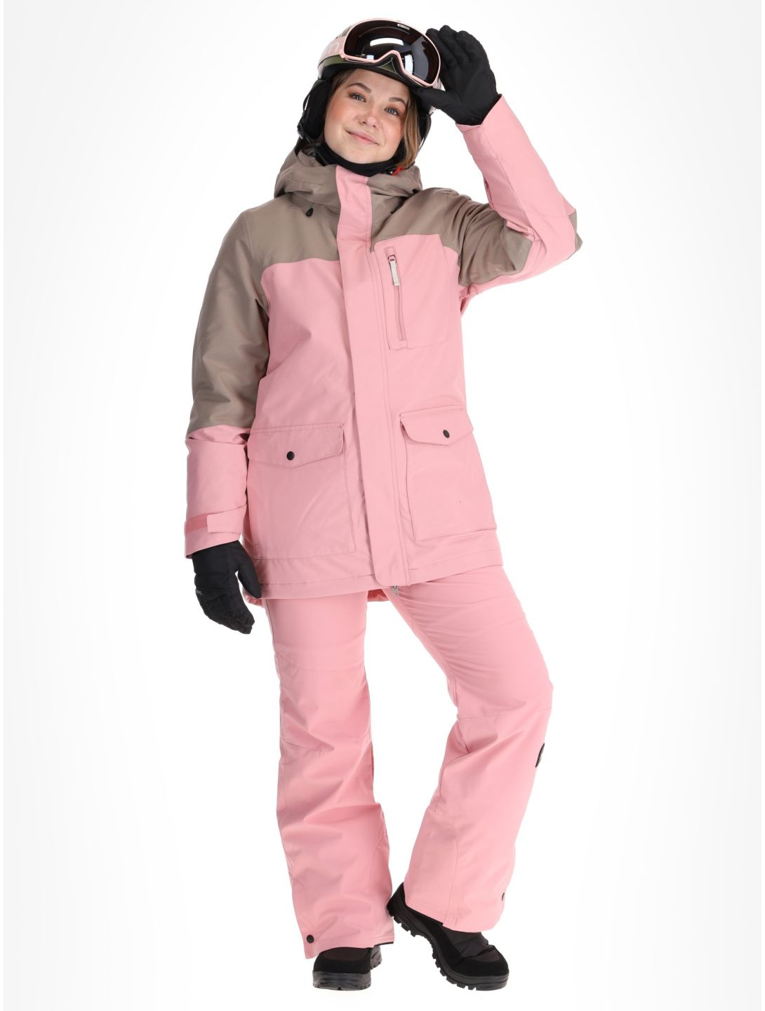 O'Neill, Utility Hybrid giacca sci donna Genuine Pink Colour Block bianco, marrone, rosa 