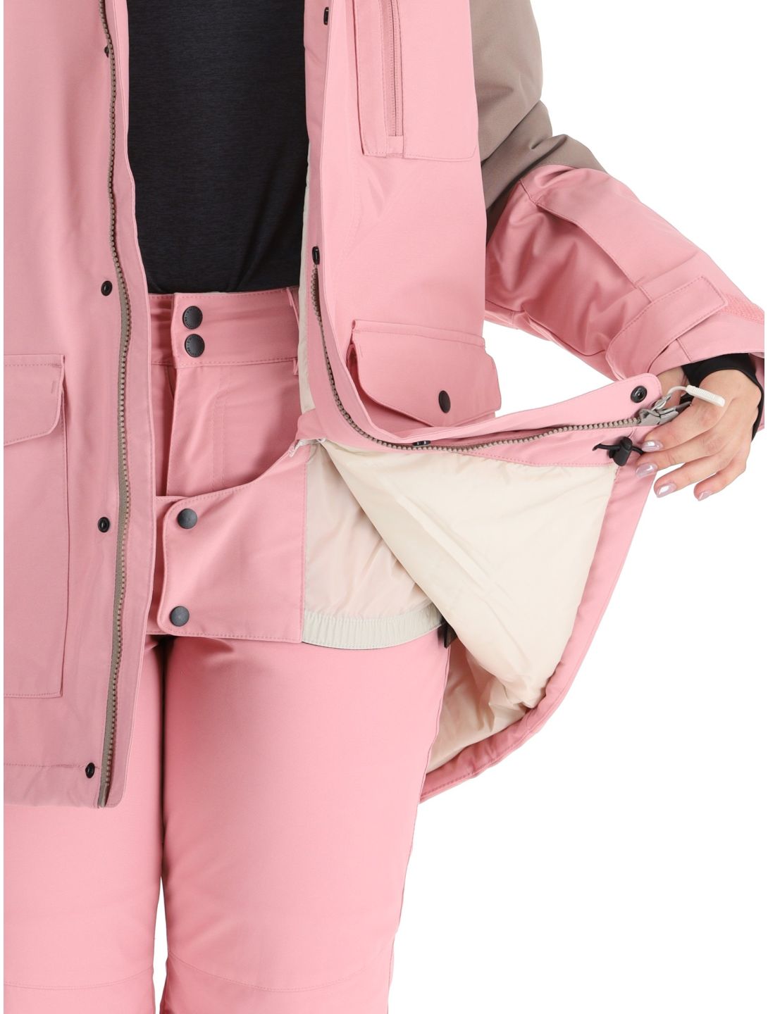 O'Neill, Utility Hybrid giacca sci donna Genuine Pink Colour Block bianco, marrone, rosa 