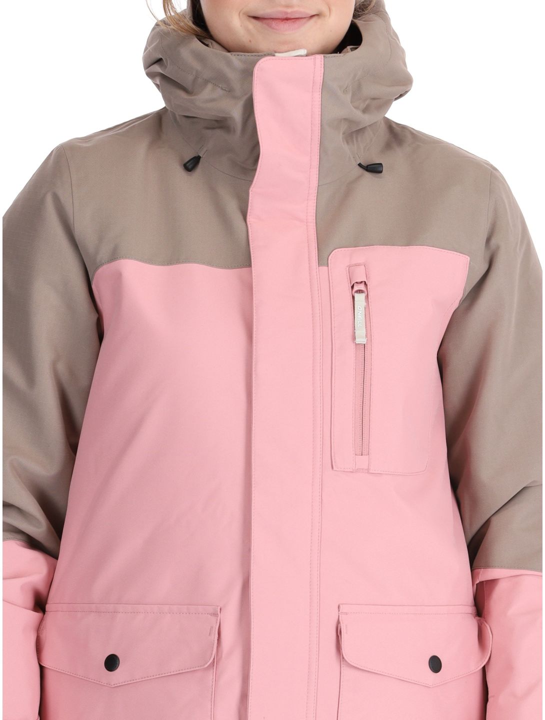 O'Neill, Utility Hybrid giacca sci donna Genuine Pink Colour Block bianco, marrone, rosa 