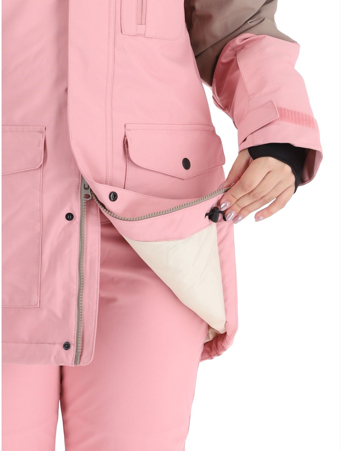 O'Neill, Utility Hybrid giacca sci donna Genuine Pink Colour Block bianco, marrone, rosa 