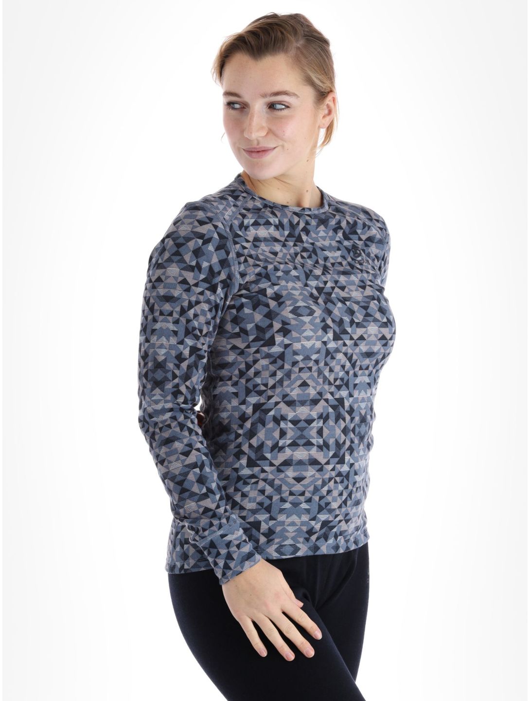 Odlo, Active Warm Eco Graphic maglia termica donna Folkstone Gray grigio 