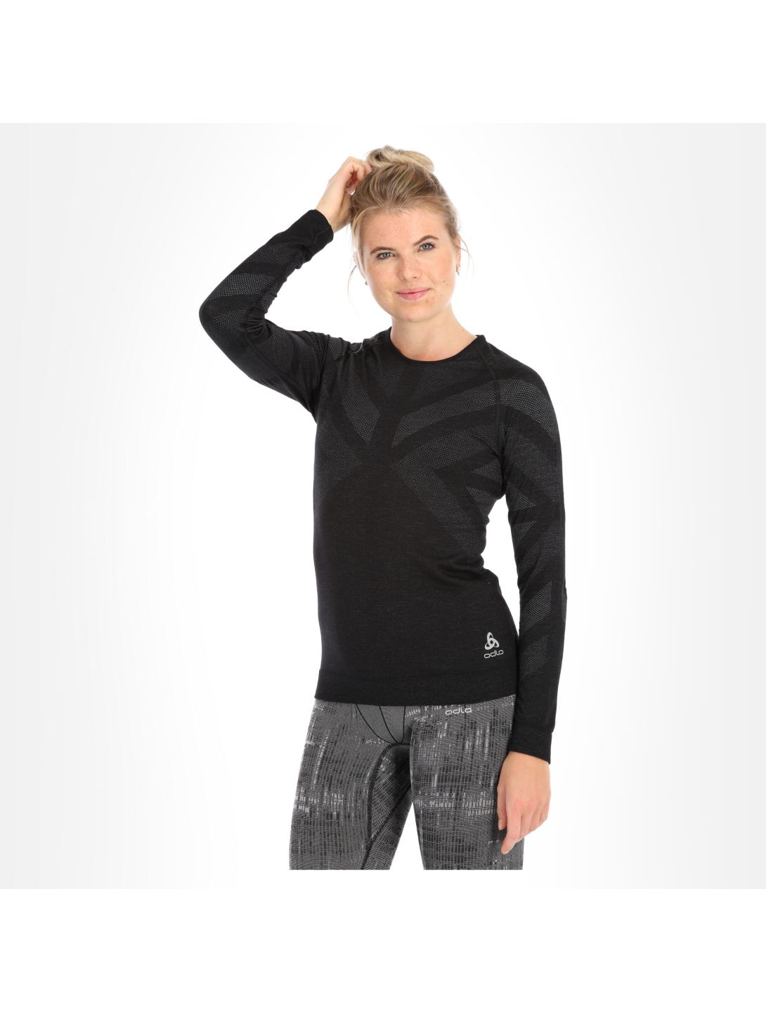 Odlo, Natural + Kinship Warm maglia termica donna melange nero