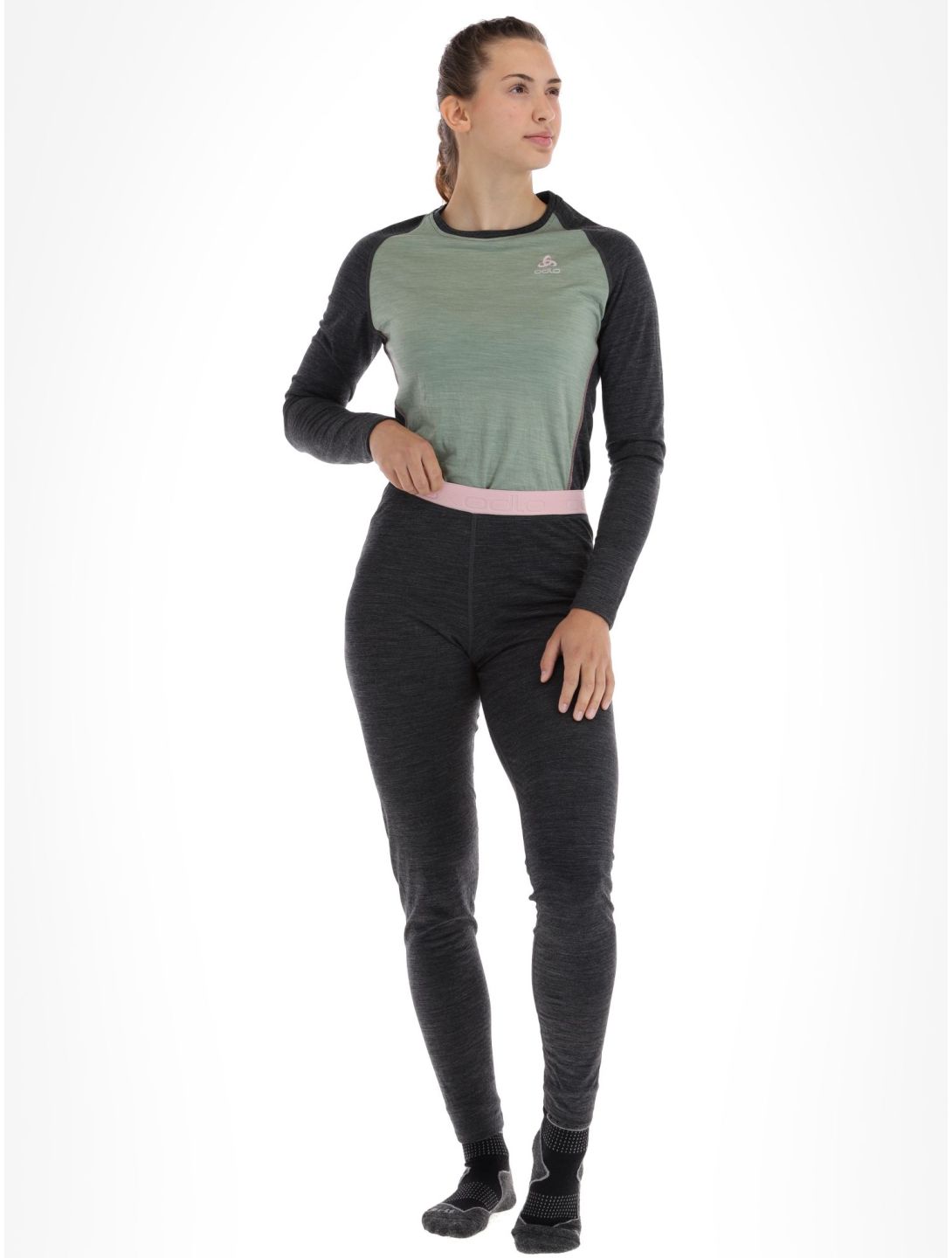 Odlo, Natural Performance PW 150 pantaloni termici donna Dark Grey Melange - Pale Mauve grigio 