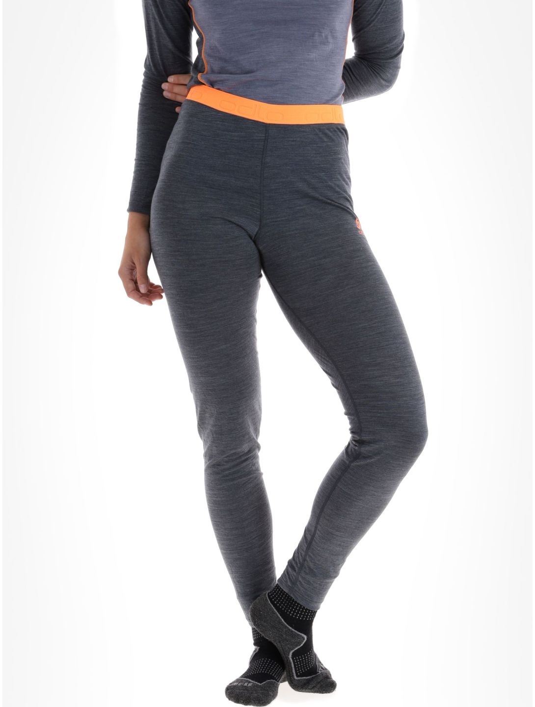 Odlo, Natural Performance PW 150 pantaloni termici donna India Ink Melange  - Live Wire grigio 