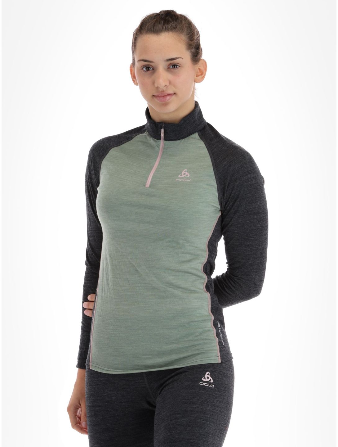 Odlo, Natural Performance PW 150 maglione donna Matte Green - Dark Grey Melange grigio, verde 