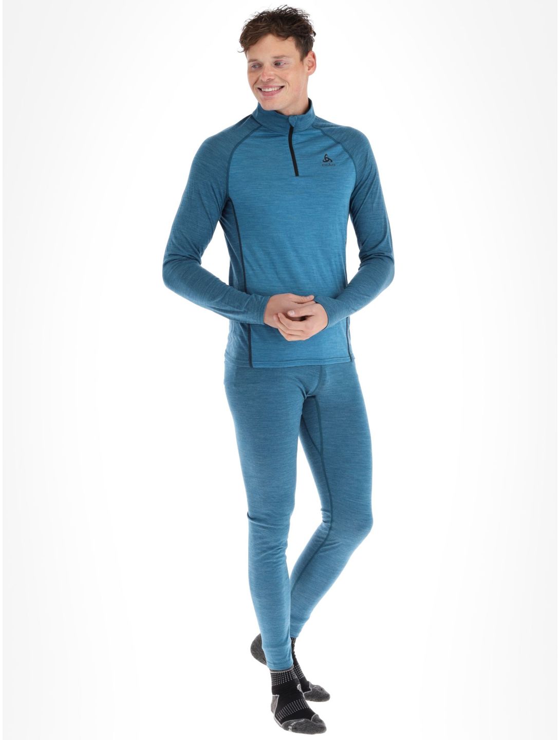 Odlo, Natural Performance PW 150 maglione uomo Saxony Blue - Deep Dive Melange blu 