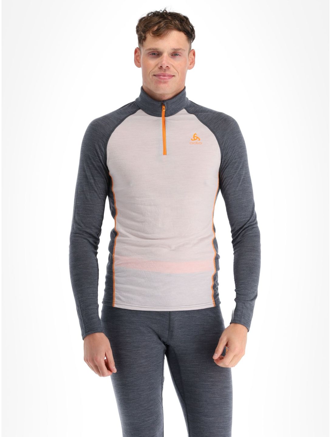 Odlo, Natural Performance PW 150 maglione uomo Silver Cloud - India Ink Melange grigio 