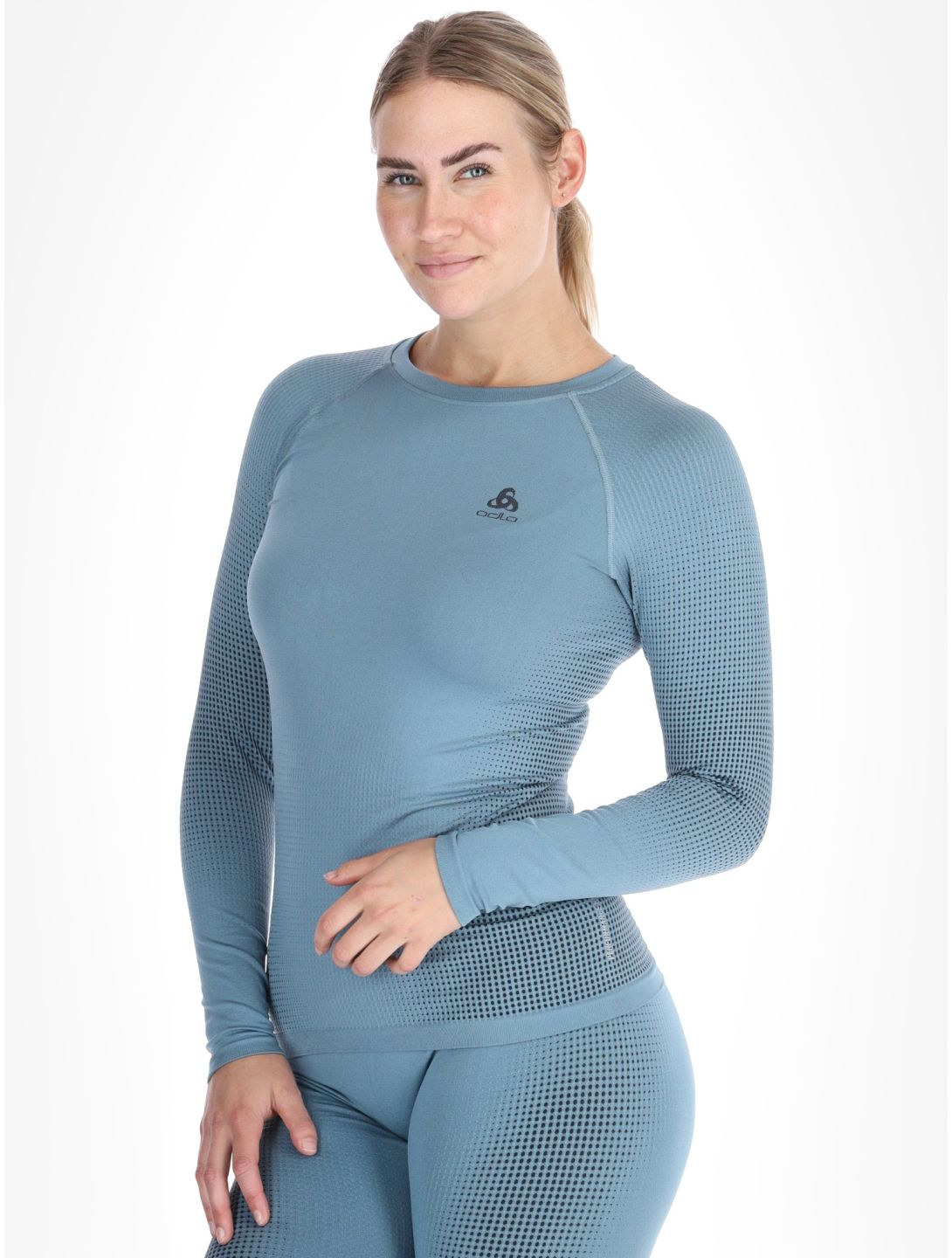 Odlo, Perfomance Warm Eco maglia termica donna Provincial Blue blu 