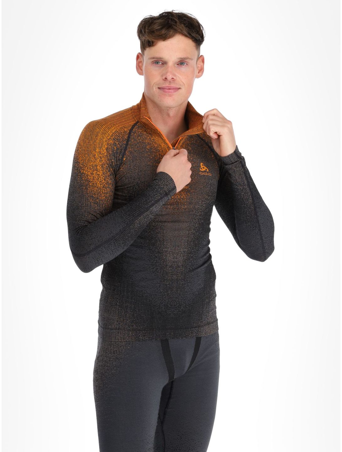 Odlo, Perfomance Zip Blackcomb Eco maglione uomo Oriole arancio 