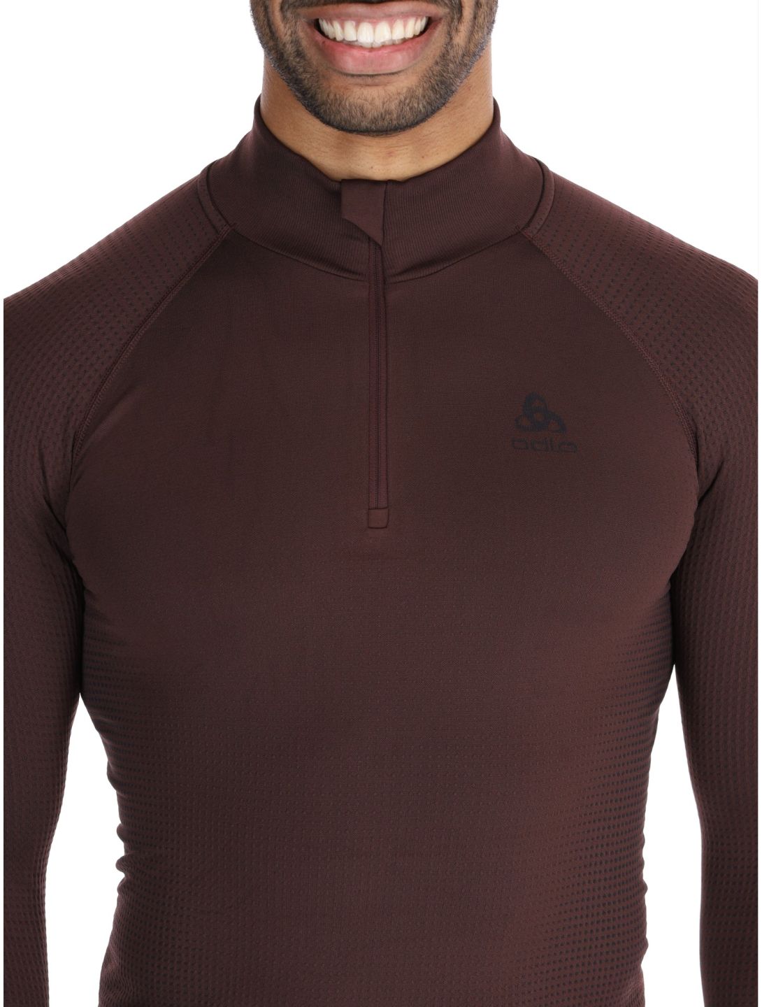 Odlo, Perfomance Zip Performance Warm Eco maglione uomo Fudge viola 