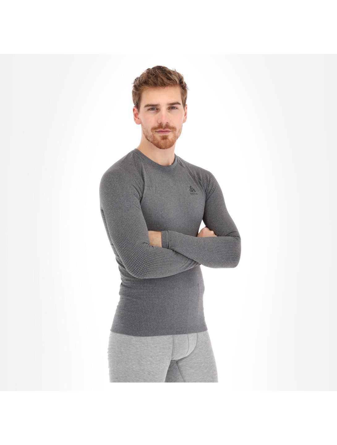 Odlo, Performance Warm Eco maglia termica slim fit uomo Melange grigio, nero 