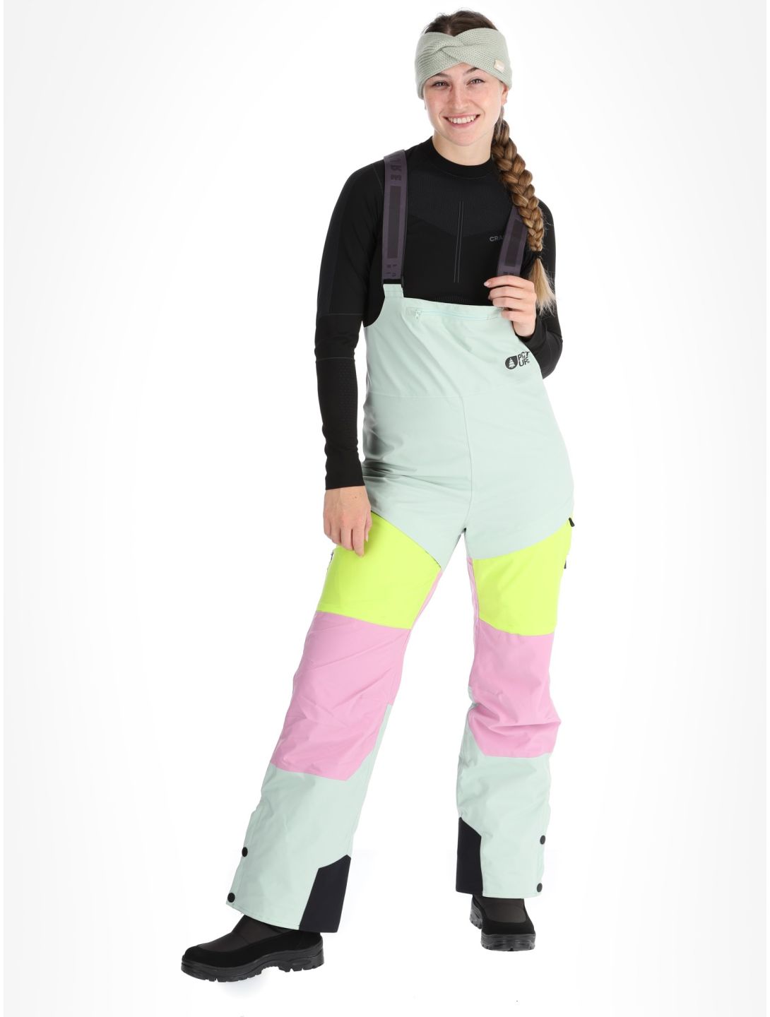 Picture, Elwy pantaloni da sci BIBBIB donna Silt Green Orchid Acid Lime rosa, verde 