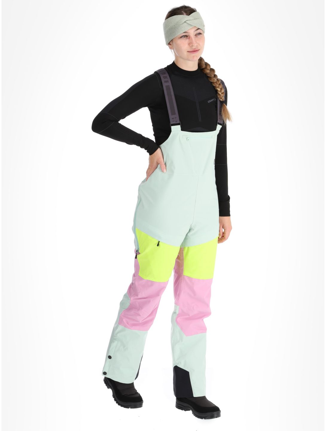 Picture, Elwy pantaloni da sci BIBBIB donna Silt Green Orchid Acid Lime rosa, verde 