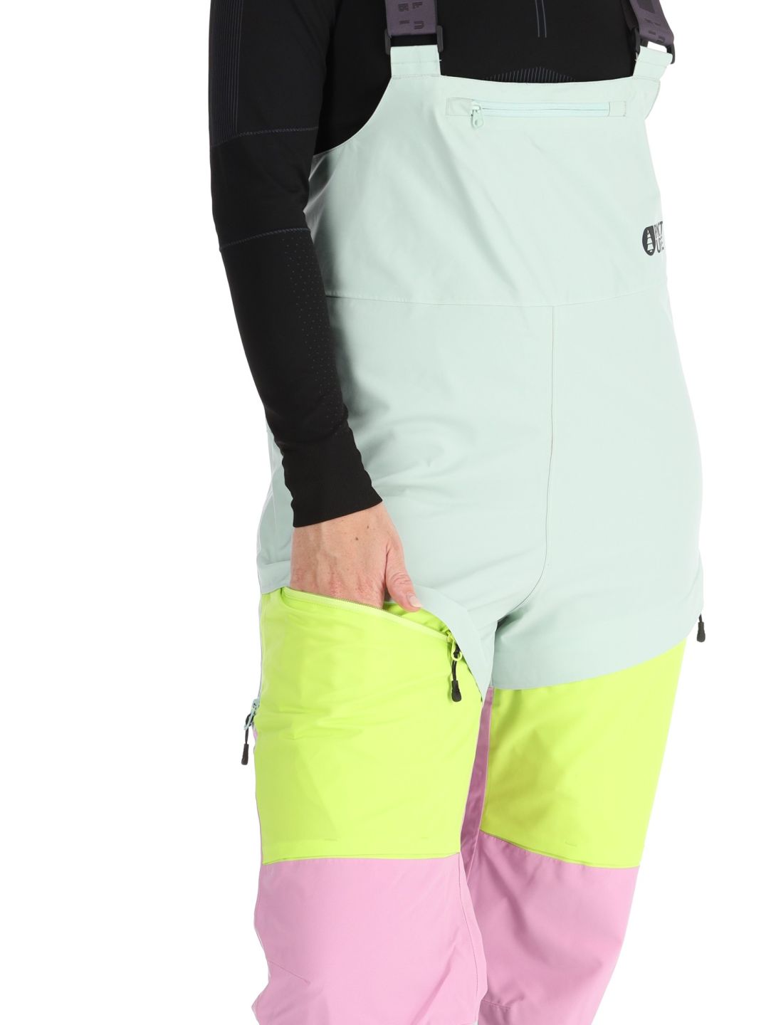 Picture, Elwy pantaloni da sci BIBBIB donna Silt Green Orchid Acid Lime rosa, verde 