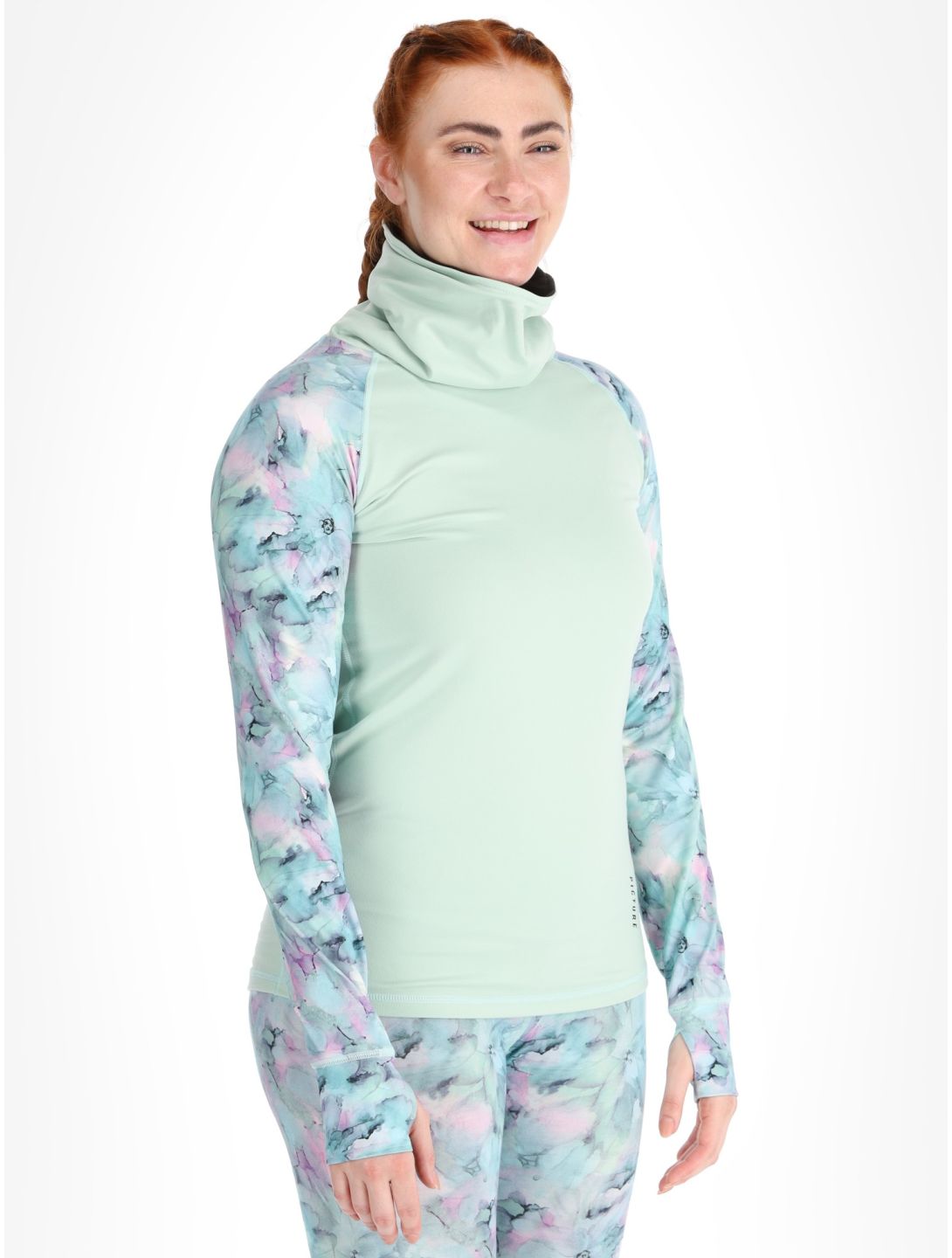 Picture, Pagaya High Fleece maglia termica donna Blurry Water Silt Green verde 