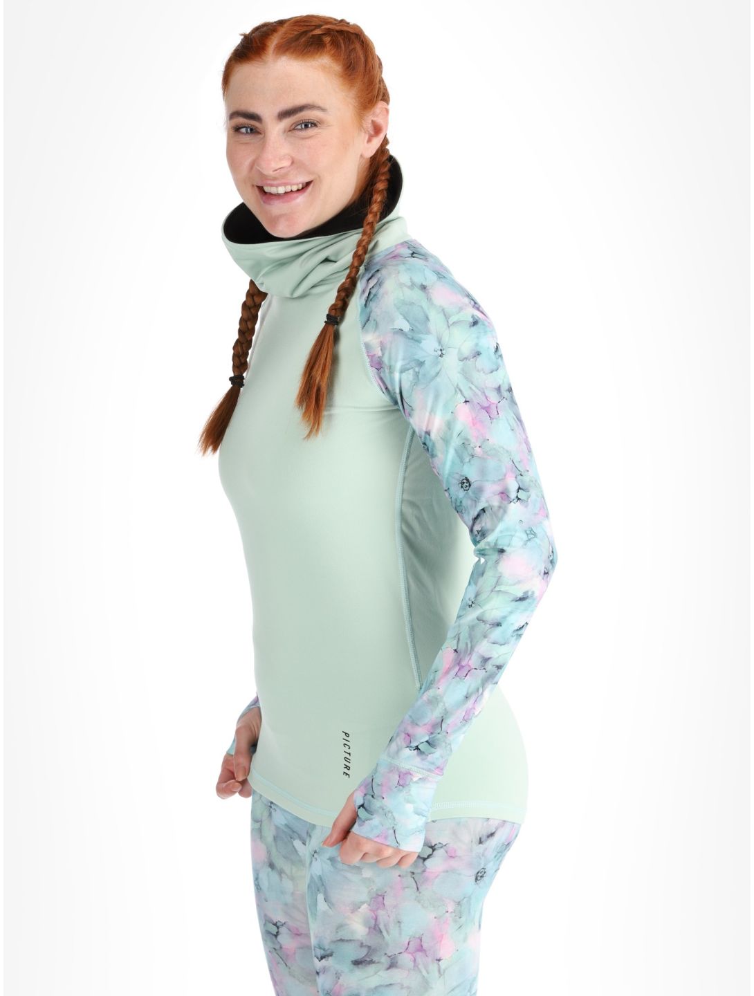 Picture, Pagaya High Fleece maglia termica donna Blurry Water Silt Green verde 