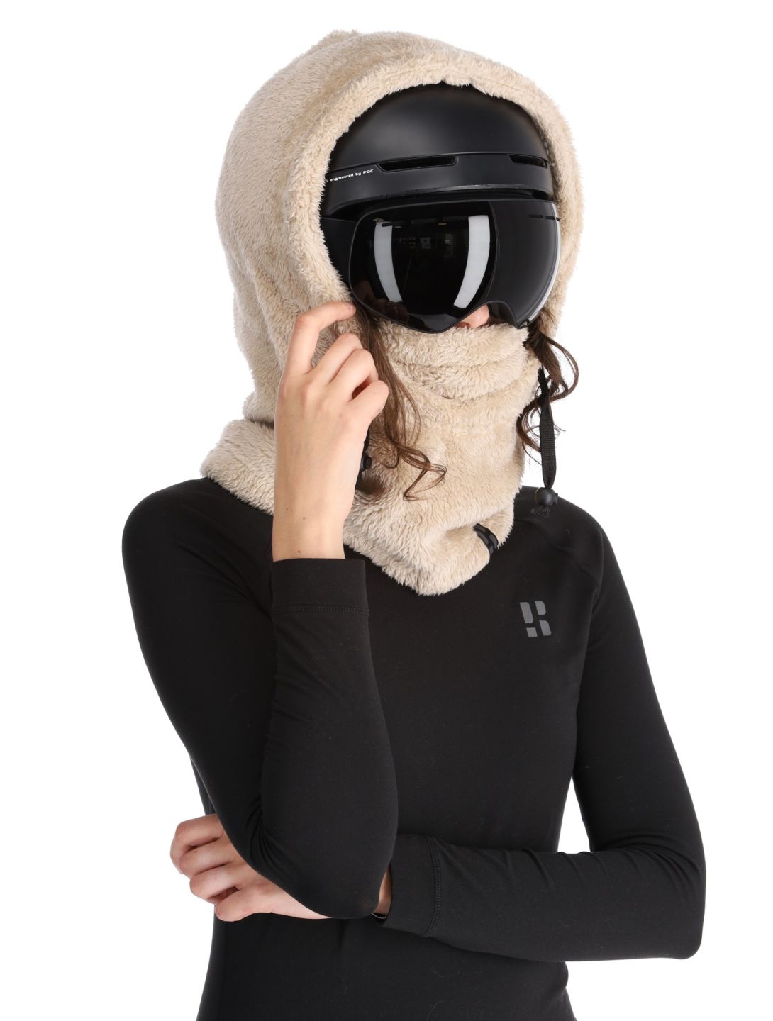 Poederbaas, Fluffy Balaclava maschera da sci unisex Sand beige 