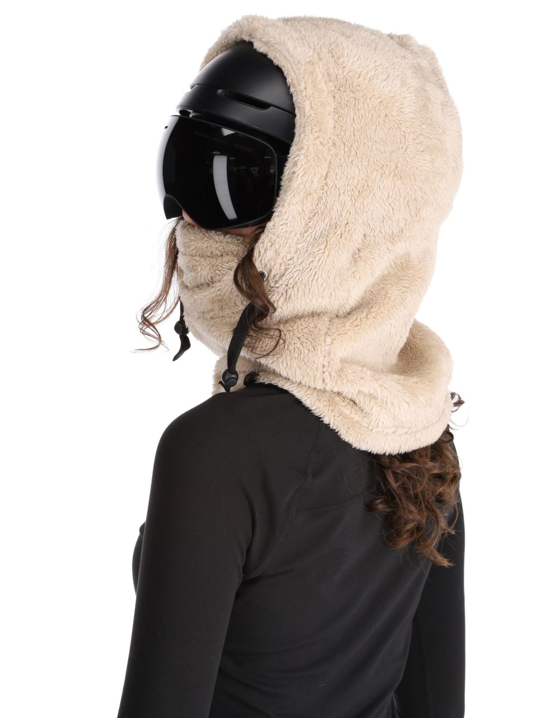 Poederbaas, Fluffy Balaclava maschera da sci unisex Sand beige 