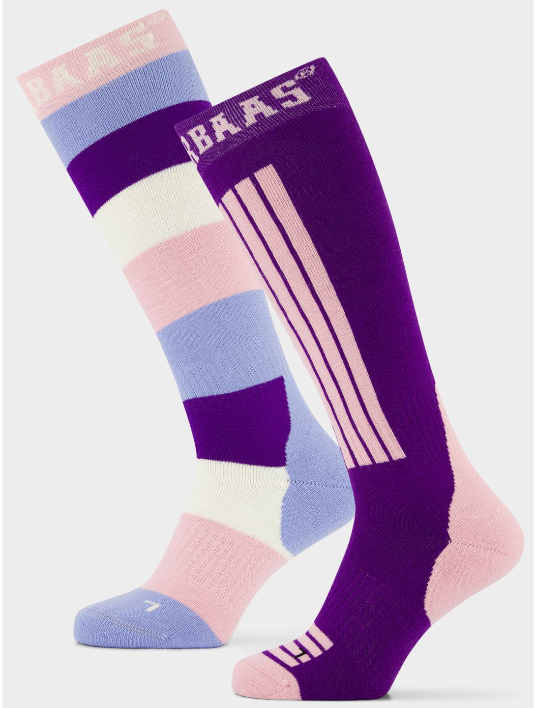 Poederbaas, Striped Ski Socks 2-pack calzini da sci 2-pack unisex Purple Pink rosa 