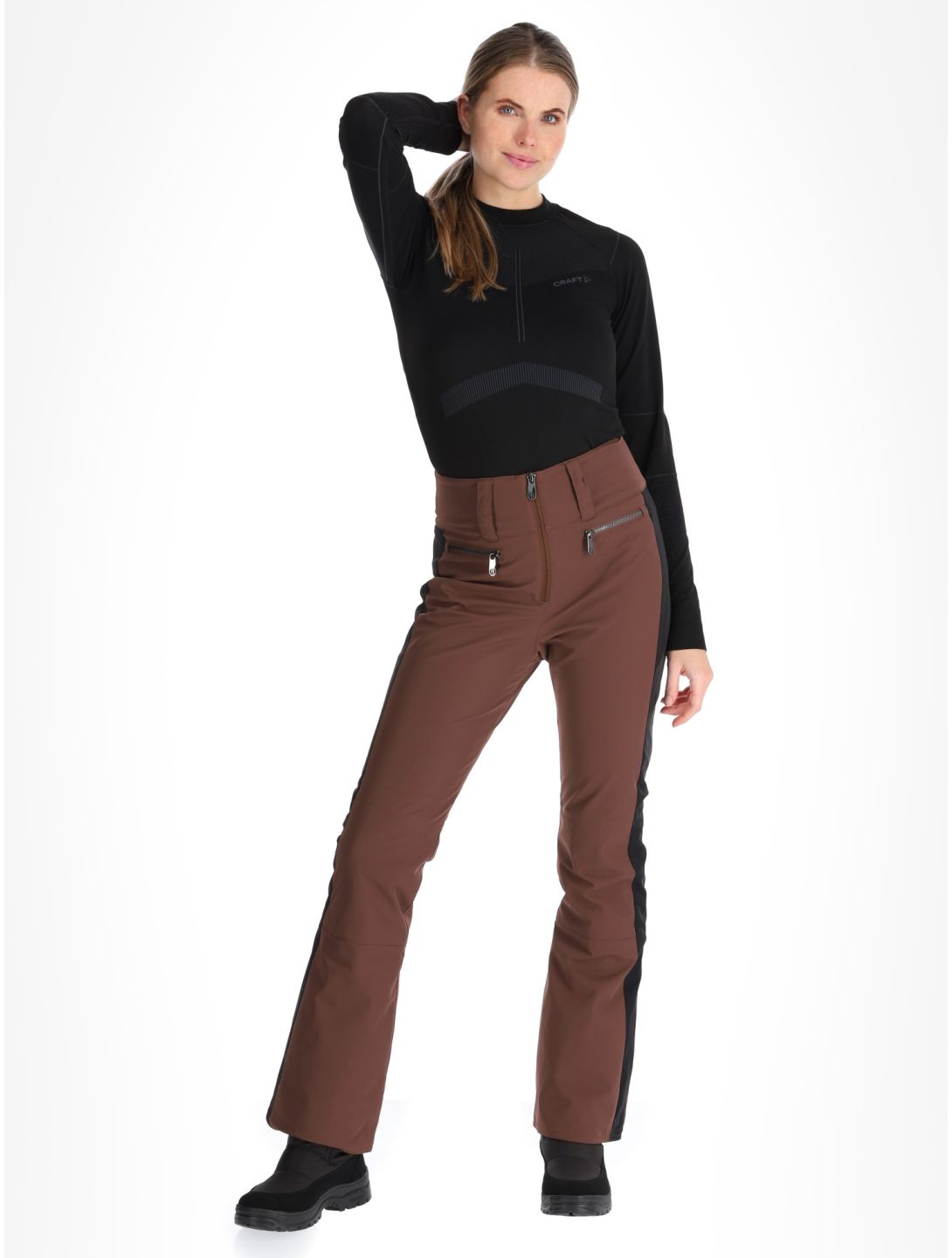 Poivre Blanc, Luxe Sport 24PBH0822/WO pantaloni da sci donna Choco Brown / Black marrone, nero 