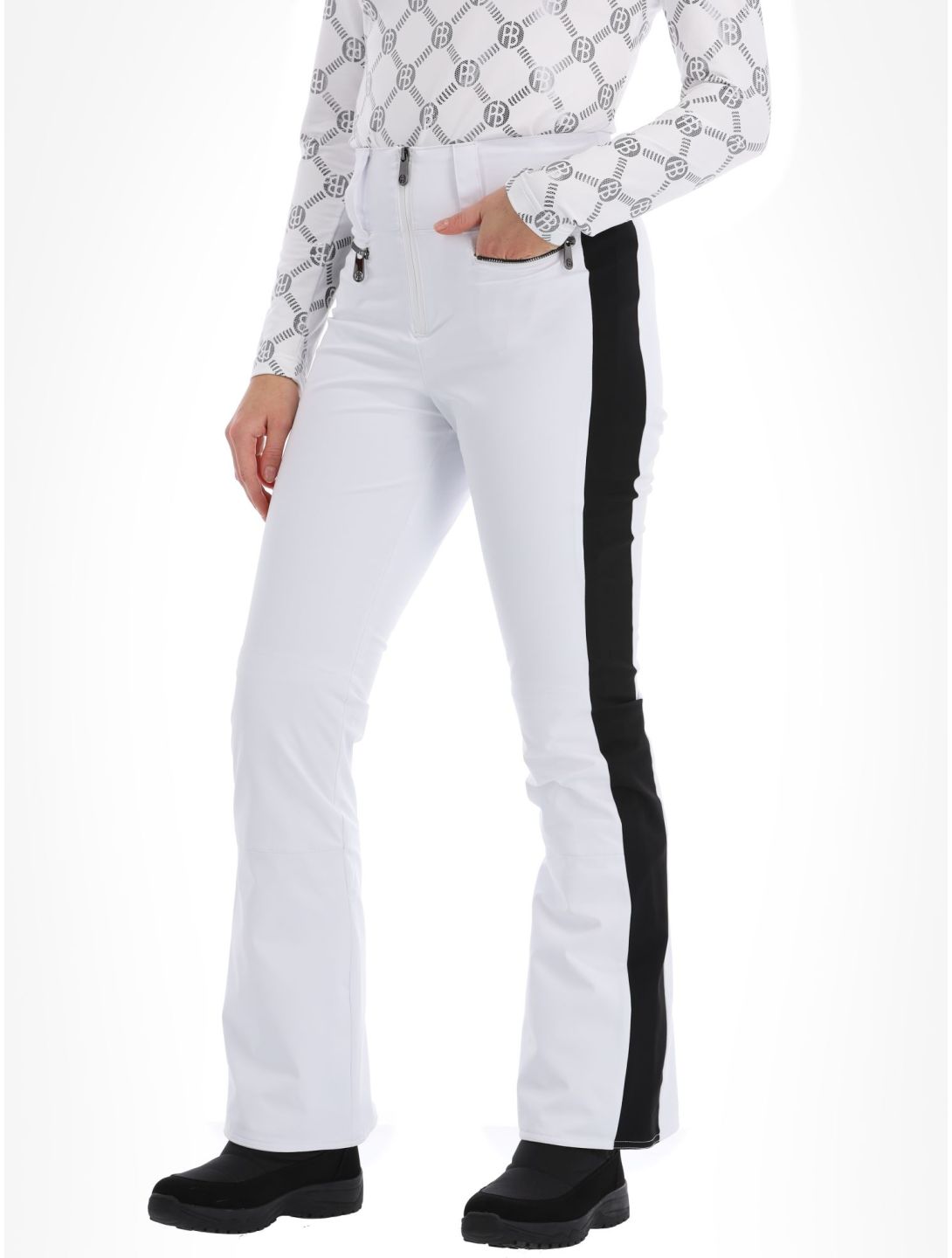 Poivre Blanc, Luxe Sport Line W23-0822-WO pantaloni da sci softshell donna White / Black bianco, nero 