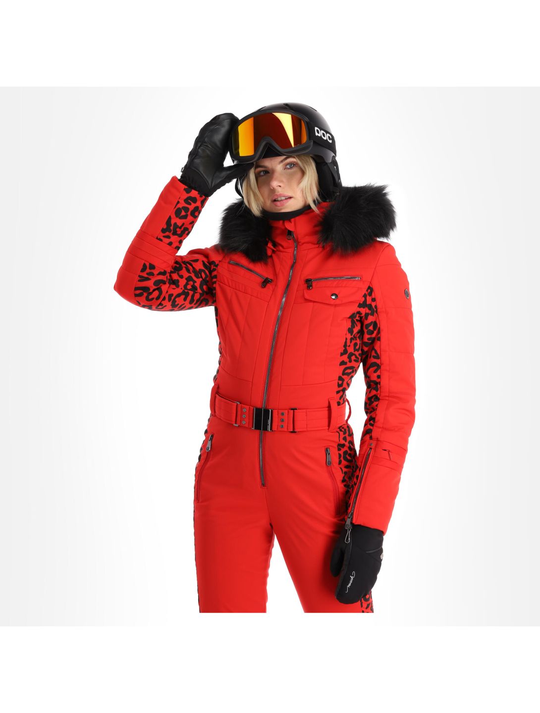 Poivre Blanc, Stretch Ski Overall completo sci donna leopard scarlet rosso 