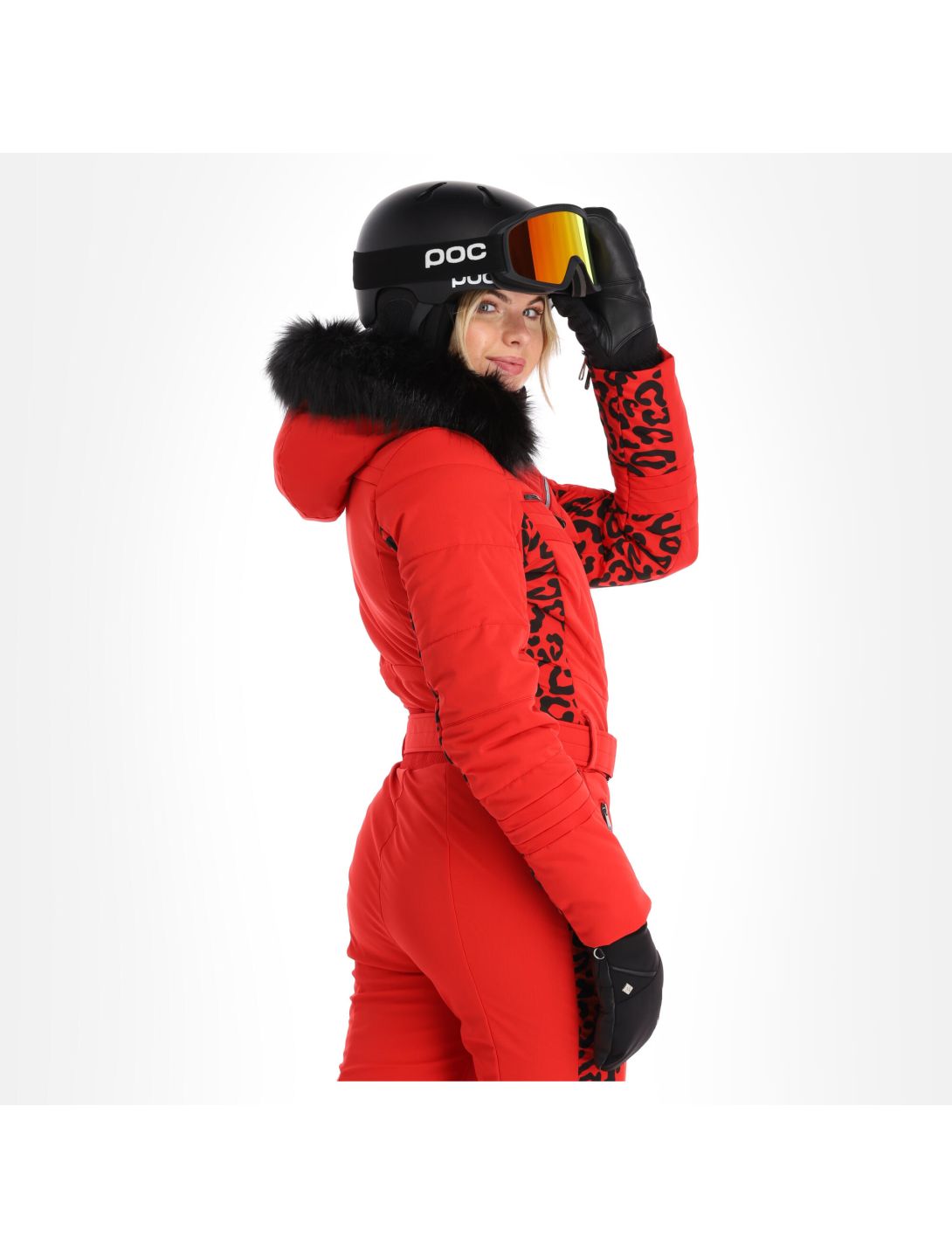 Poivre Blanc, Stretch Ski Overall completo sci donna leopard scarlet rosso 