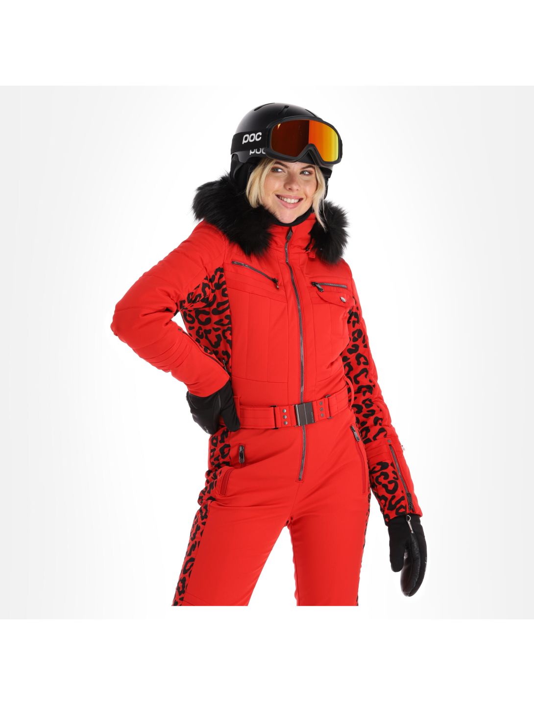 Poivre Blanc, Stretch Ski Overall completo sci donna leopard scarlet rosso 