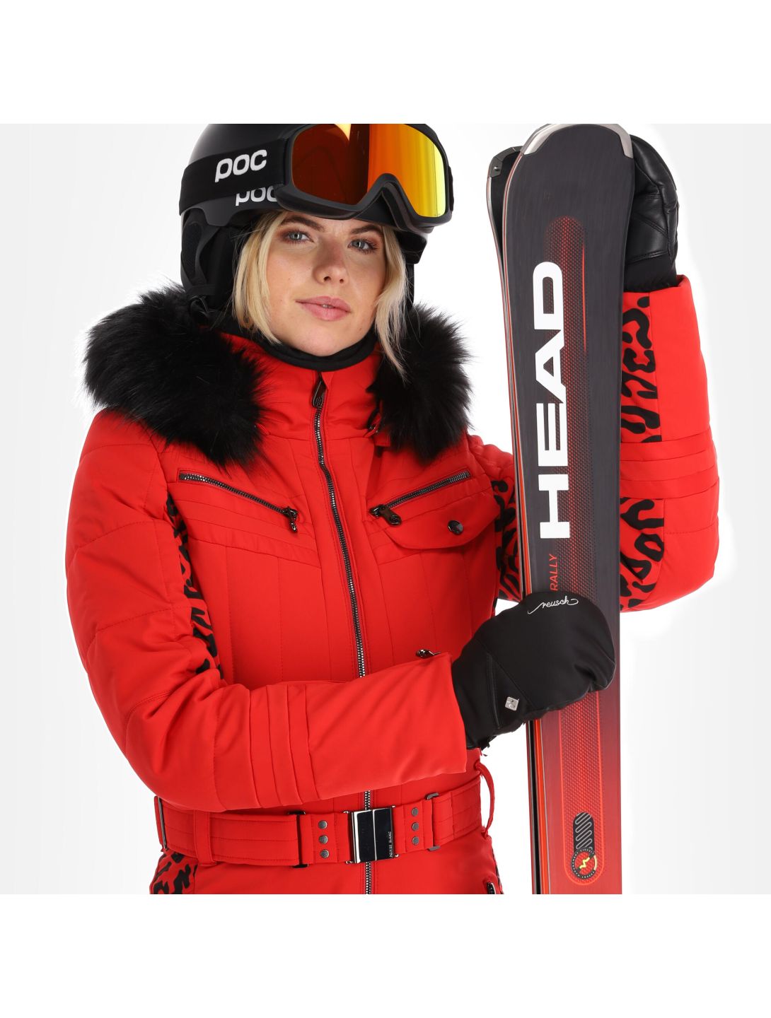 Poivre Blanc, Stretch Ski Overall completo sci donna leopard scarlet rosso 