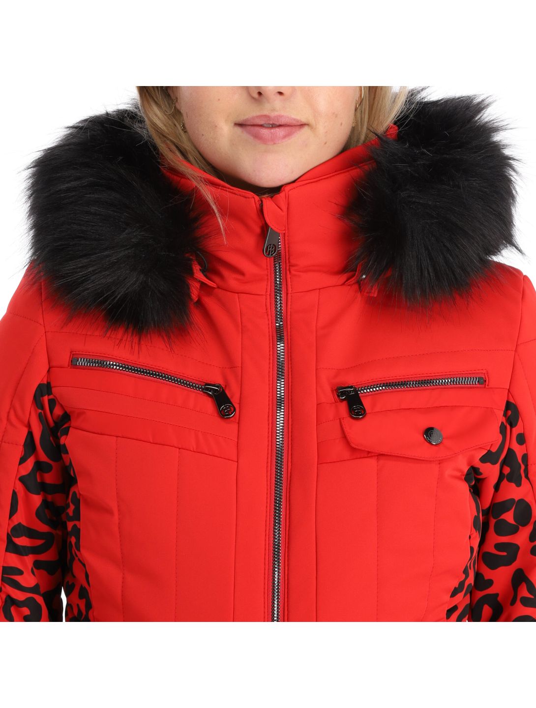 Poivre Blanc, Stretch Ski Overall completo sci donna leopard scarlet rosso 