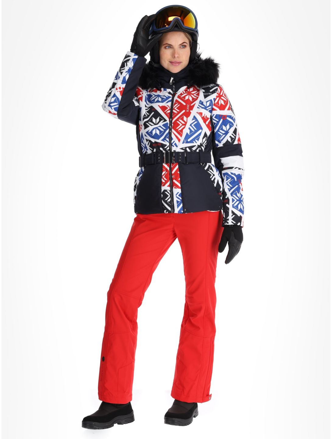 Poivre Blanc, Traditional 24PBH1003/WO/P giacca sci donna Print Scarlet Red bianco, blu, rosso 