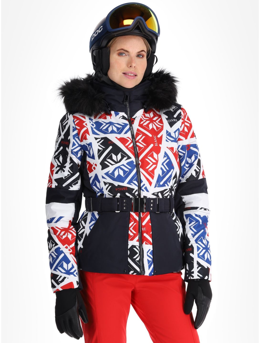 Poivre Blanc, Traditional 24PBH1003/WO/P giacca sci donna Print Scarlet Red bianco, blu, rosso 