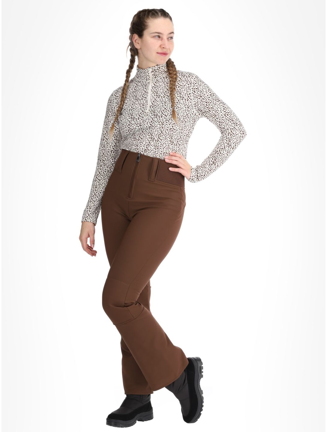 Poivre Blanc, Traditional 24PBH1121/WO/A pantaloni da sci softshell donna Choco Brown marrone 