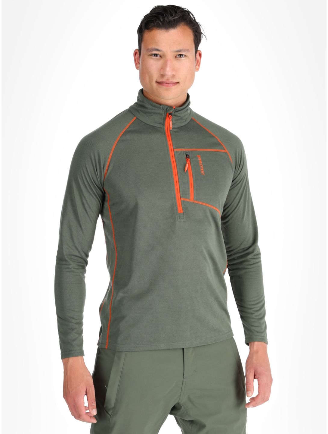 Protest, PRTKODY 1/4 zip maglione uomo Thyme verde 